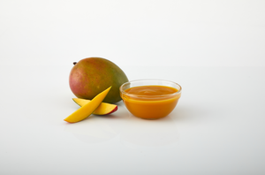 Mango Aseptic Puree aseptic fruit puree in packaging for breweries, hard seltzers, beverages, ice cream, sauces, desserts, and food manufacturing applications