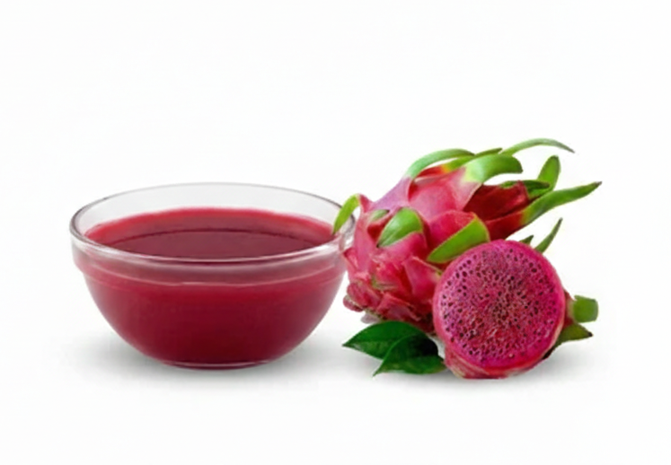 Dragon Fruit (Red) aseptic fruit puree in 44 lb packaging for breweries, hard seltzers, beverages, ice cream, sauces, desserts, and food manufacturing applications