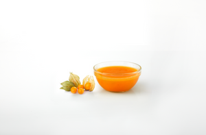 Goldenberry aseptic fruit puree in packaging for breweries, hard seltzers, beverages, ice cream, sauces, desserts, and food manufacturing applications