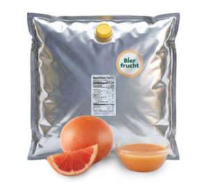 Graprefruit aseptic fruit puree in 44 lb packaging for breweries, hard seltzers, beverages, ice cream, sauces, desserts, and food manufacturing applications