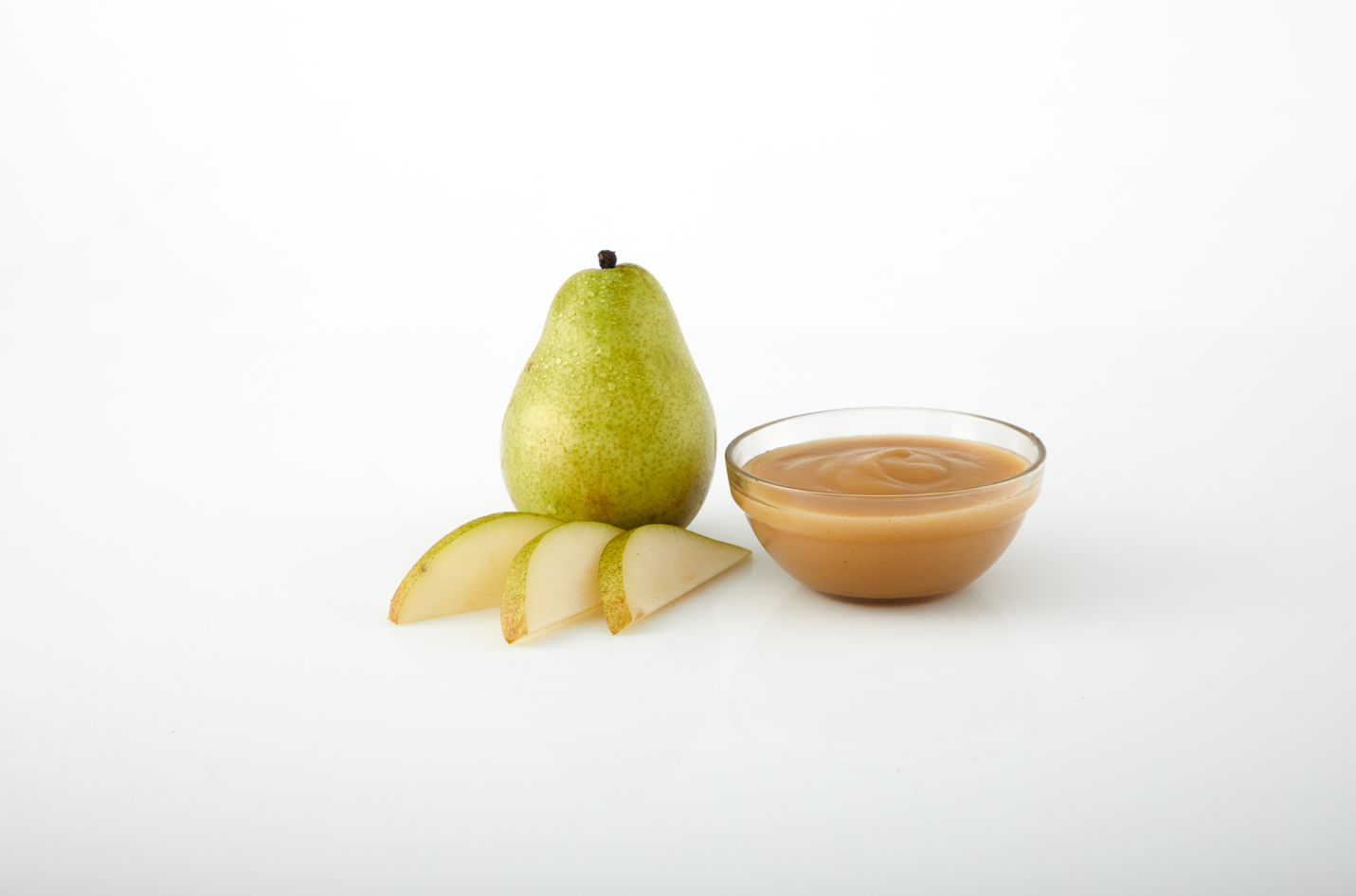 Pear aseptic fruit puree in packaging for breweries, hard seltzers, beverages, ice cream, sauces, desserts, and food manufacturing applications